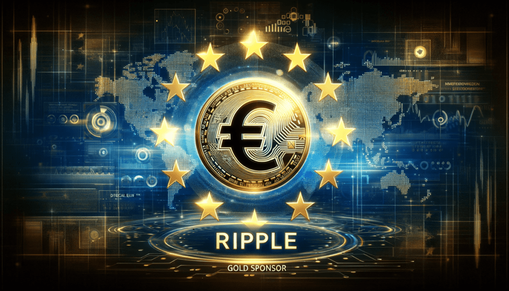 DALL·E 2024 01 09 10.37.51 An image representing the news report Ripple Becomes Gold Sponsor For The Digital Euro Conference. The image should feature a modern digital themed