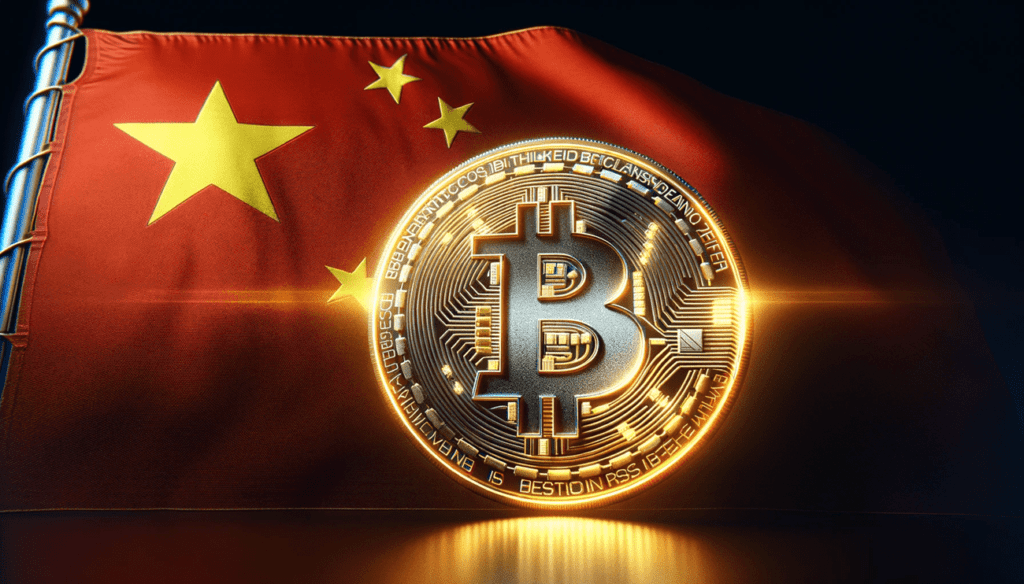 DALL·E 2024 01 25 11.21.48 A wide format image for the headline Bitcoin Attracts Millions In Chinese Capital Despite Ban Report. The image should prominently feature a large