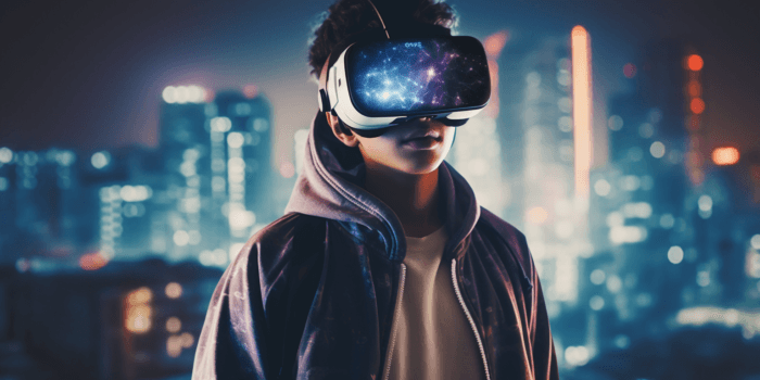 Maria Korolov teenager wearing virtual reality headset with vir 85901664 0b91 4553 9e73 6fa8d1d39e99 Midjourney 1