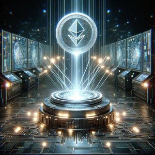 DALL·E 2024 01 30 13.34.35 A conceptual digital illustration depicting the minting of a Non Fungible Token NFT. The image showcases a futuristic setting with a high tech mint Small