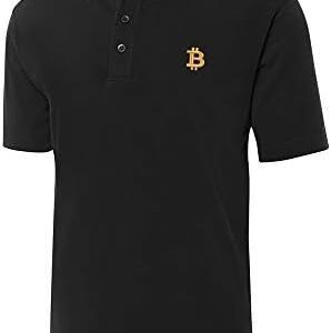 Mens Bitcoin BTC Embroidery Shrot Sleeve Polo Shirts Embroidered Shirts