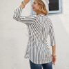 Ninedaily Women's 3/4 Sleeve Plaid Shirts Zip Floral Casual Tunic Blouse Tops - Image 4