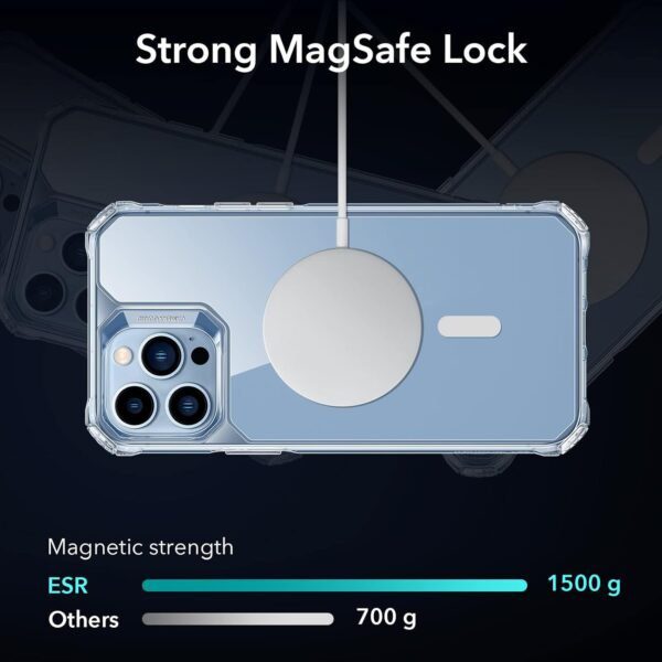 ESR Air Armor Magnetic Case with HaloLock Compatible with iPhone 13 Pro Max Case, Compatible with MagSafe, Military-Grade Protection, Yellowing-Resistant Hard Back, Shock-Absorbing Corners, Clear - Image 4