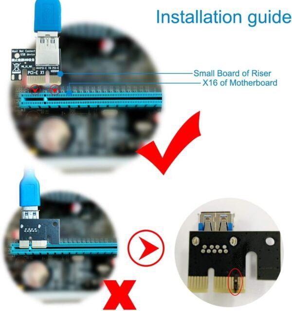 Ubit 6 Pack Latest GPU PCI-E Riser Express Cable 16X to 1X (6pin / MOLEX/SATA) with Led Graphics Extension Ethereum ETH Mining Powered Riser Adapter Card - Image 6