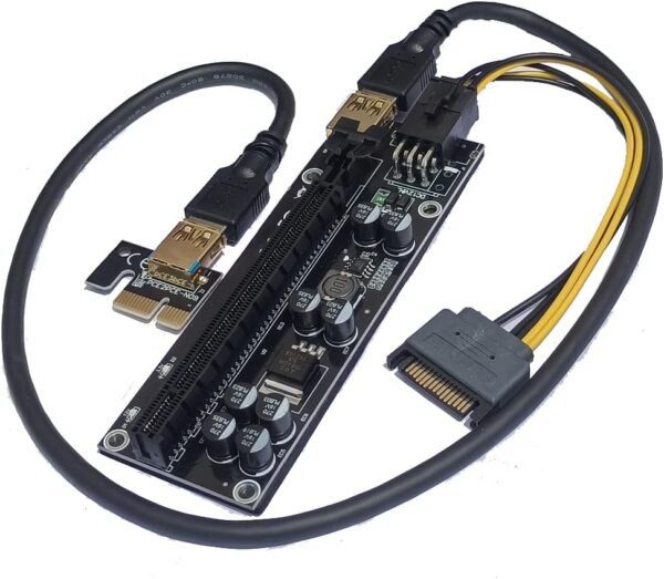 6-pack VER 009S+ Mining Dedicated PCIe Riser Card Riser Adapter with 8 solid capacitors 16A power supply PCI Express 1X to 16X Extender Mining Rig Graphics card extension PCIE Extension GPU Riser - Image 2