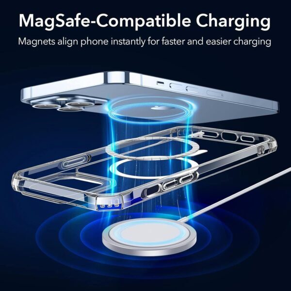 ESR Air Armor Magnetic Case with HaloLock Compatible with iPhone 13 Pro Max Case, Compatible with MagSafe, Military-Grade Protection, Yellowing-Resistant Hard Back, Shock-Absorbing Corners, Clear - Image 3