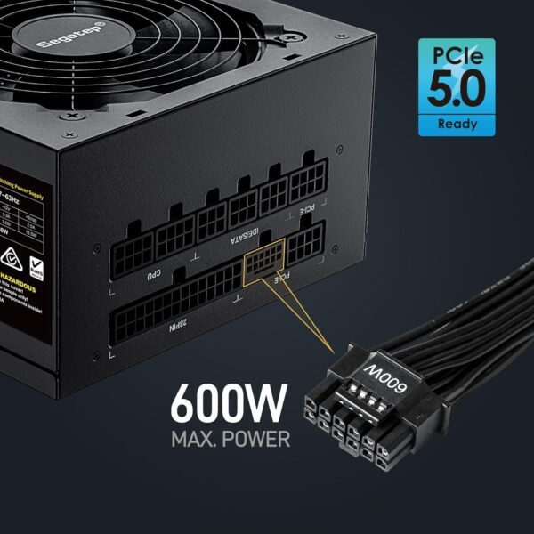 Segotep 750W Power Supply, 80 Plus Gold Full Modular PCIe 5.0 & ATX 3.0 Gaming PSU for NVIDIA RTX 20/30/40 Series & AMD GPU, 120mm Silent FDB Fan, 5 Year Warranty - Image 4