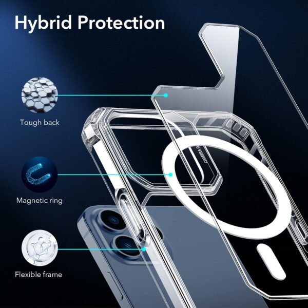 ESR Air Armor Magnetic Case with HaloLock Compatible with iPhone 13 Pro Max Case, Compatible with MagSafe, Military-Grade Protection, Yellowing-Resistant Hard Back, Shock-Absorbing Corners, Clear - Image 9