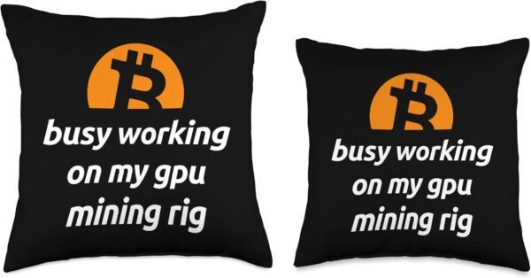 Blockchain Quote Bitcoin Miner Cryptocurrency GPU Mining Rig Throw Pillow, 18x18, Multicolor - Image 3