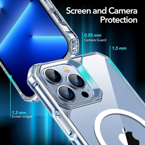 ESR Air Armor Magnetic Case with HaloLock Compatible with iPhone 13 Pro Max Case, Compatible with MagSafe, Military-Grade Protection, Yellowing-Resistant Hard Back, Shock-Absorbing Corners, Clear - Image 6