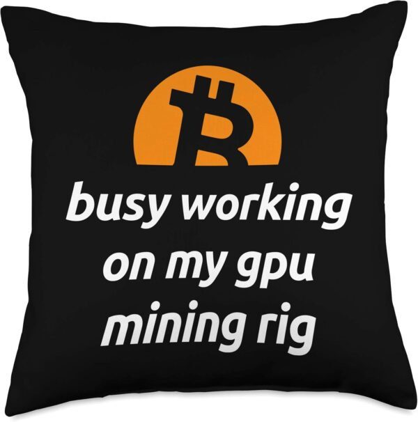 Blockchain Quote Bitcoin Miner Cryptocurrency GPU Mining Rig Throw Pillow, 18x18, Multicolor