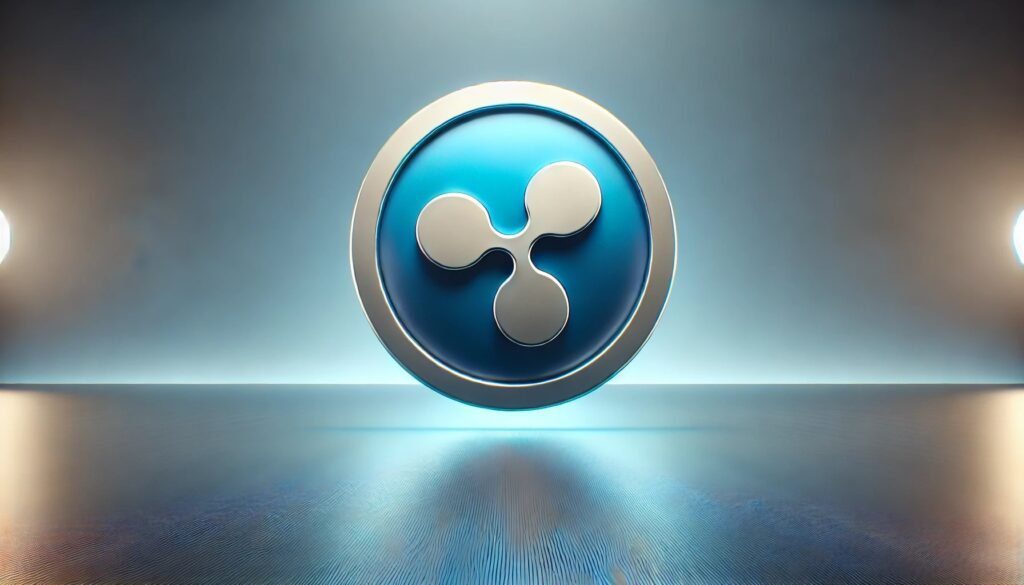 DALL·E 2024 08 01 11.49.52 A wide image showcasing the official Ripple XRP logo on a sleek modern ba