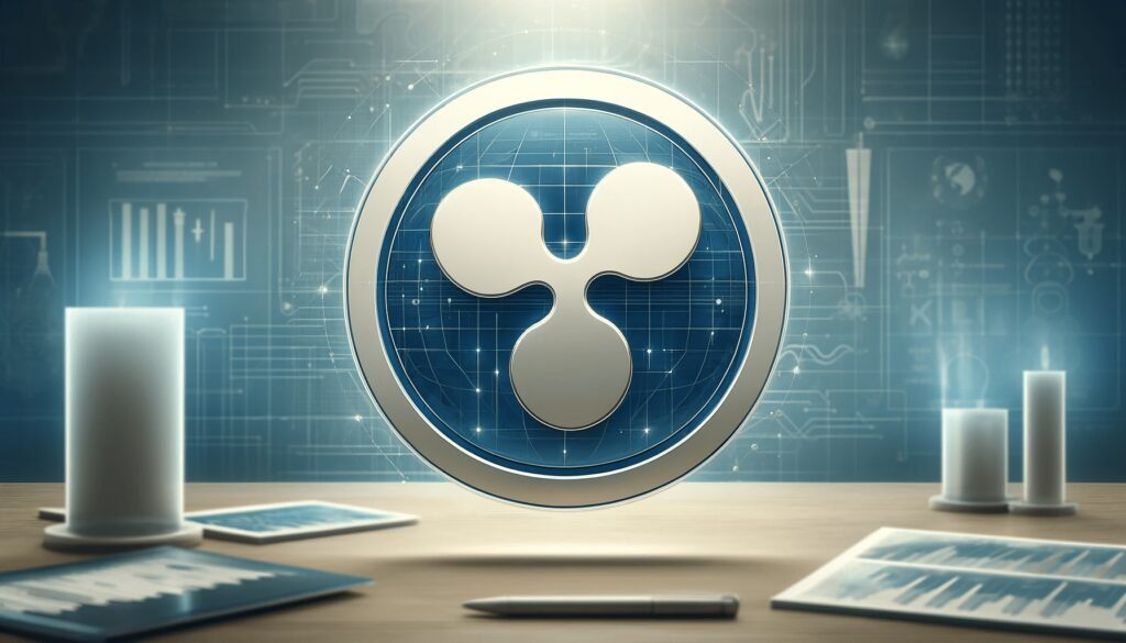 DALL·E 2024 10 03 12.29.37 A wide format image featuring the official Ripple XRP logo precisely desi