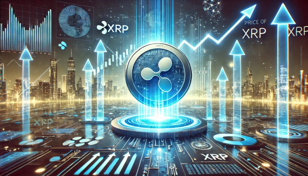 DALL·E 2024 10 14 11.49.49 A futuristic landscape image showing the price of Ripple XRP coin on the