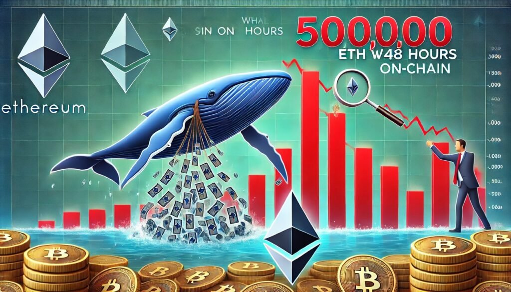 DALL·E 2025 04 05 08.03.39 A financial themed image illustrating Ethereum ETH whales dumping 500000