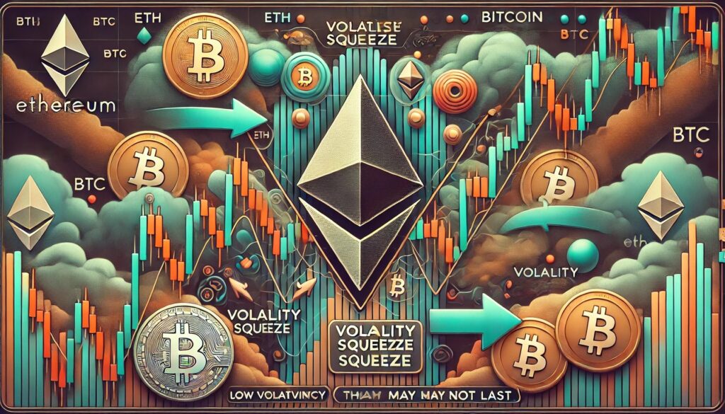DALL·E 2025 05 07 05.28.37 A financial themed image showing Ethereum ETH entering a compression zone