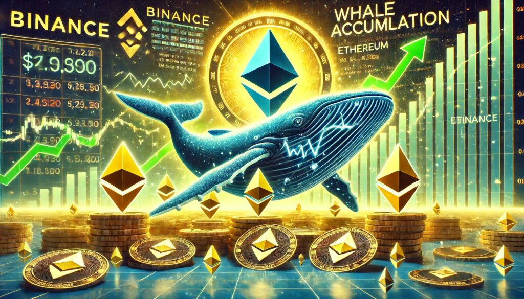 DALL·E 2025 05 31 22.07.50 A wide digital illustration showing Binance whales accumulating Ethereum