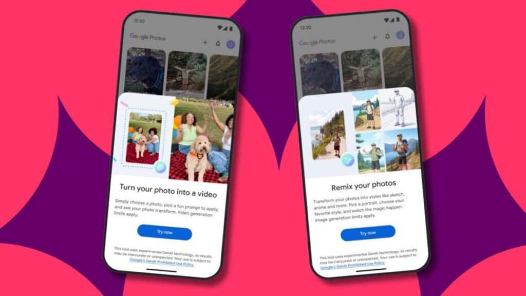 google photos now lets you use ai to turn pictures into videos and remix them into different stylesn