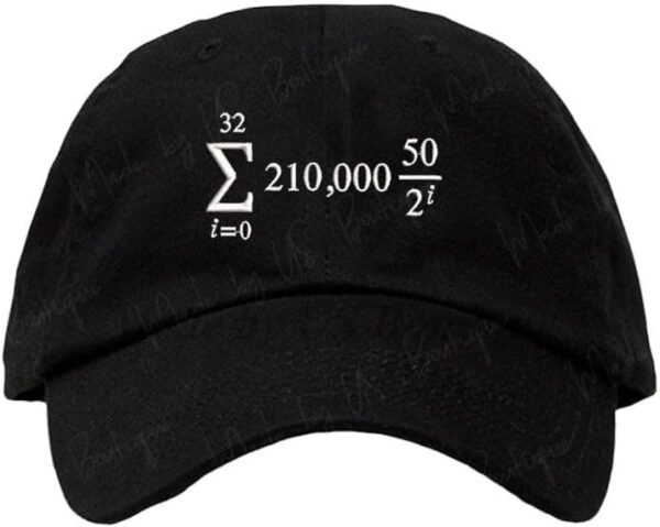 Bitcoin Formula Hat, Blockchain, Crypto, Cryptocurrency, NFT, Metaverse, Satoshi, Gift, ETH, Customizable Hat, Embroidered Baseball Dad Cap Black