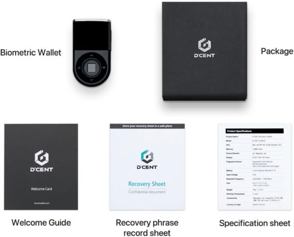 D'CENT Hardware Wallet – Biometric Cold Wallet for Crypto with Fingerprint Authentication | Secure Bluetooth Storage for Bitcoin, Ethereum, XRP, XDC, Solana, Stablecoins & More - Image 9