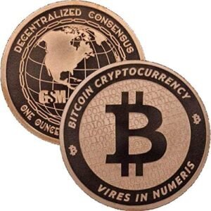 1 oz .999 Pure Copper Round/Challenge Coin (Bitcoin – Cryptocurrency)