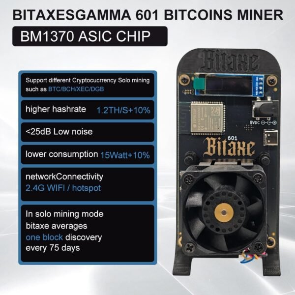 Bitaxe 601 Gamma Bitcoin Miner 1.2TH/s Solo Miners BM1370 Chip 2.4G WiFi 18W/TH BTC Miner Machine Lottery Crypto Miner with Open System Asic Bitcoin Mining Machine - Image 6