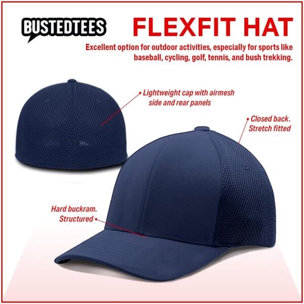 Bitcoin Logo - Flexfit Ultrafibre Airmesh Fitted Hat - Breathable Mesh Side for Casual Wear & Outdoor Activities All Seasons - Baseball Cap Women & Men (Navy, Large-Extra Large, l) - Image 4
