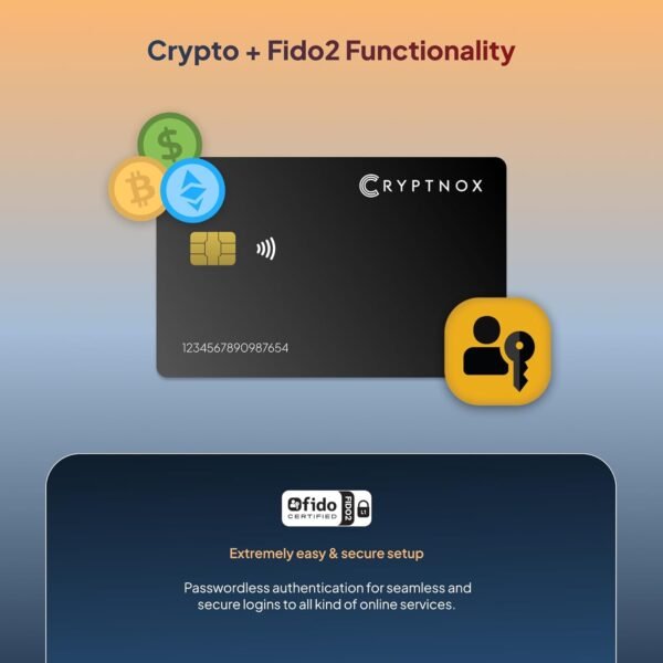 Ultra Secure Crypto Hardware Wallet – Pack OF 2 |Crypto Wallet Cold Storage for Bitcoin, Ethereum, Nfts & More | Biometric Pairing, Encrypted NFC Tap-To-Sign | Bonus FIDO2 Security Key Functionality - Image 2