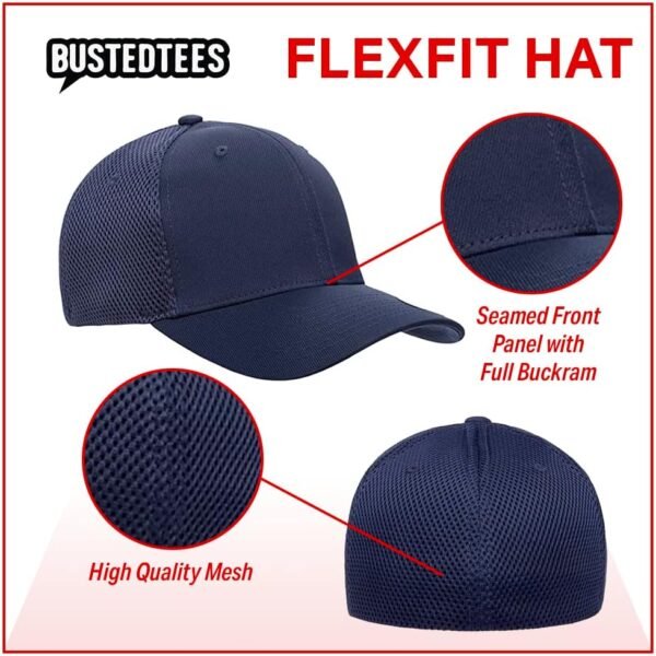 Bitcoin Logo - Flexfit Ultrafibre Airmesh Fitted Hat - Breathable Mesh Side for Casual Wear & Outdoor Activities All Seasons - Baseball Cap Women & Men (Navy, Large-Extra Large, l) - Image 3
