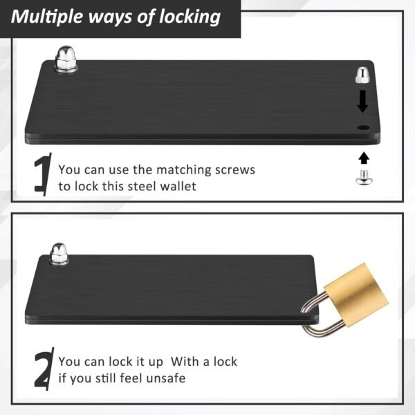 Hotop 2 Pcs Crypto Wallets and 1 Pcs Metal Plate Marking Pen, Cryptocurrency Wallets for Hardware Cold Backups Seed Storage for Bitcoin Compatible with Bip39 Hardware(Black) - Image 5
