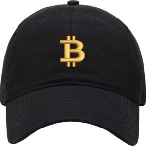 Men’s Baseball Cap Bitcoin Currency Embroidered Washed Cotton Vintage Dad Gifts Hat
