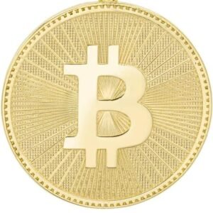 Solid 14K Yellow Gold Bitcoin Cryptocurrency BTC Sign Coin Medal Pendant Necklace – Choice of Pendant Only or Necklace Length