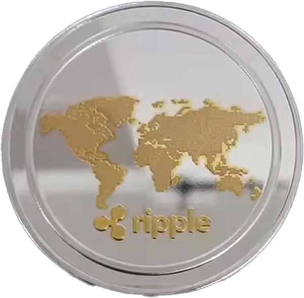 XRP Ripple Blockchain Crypto Gold on Silver Plated Coin Collector’s Medallion with Blockchain Circuit Design - Image 2