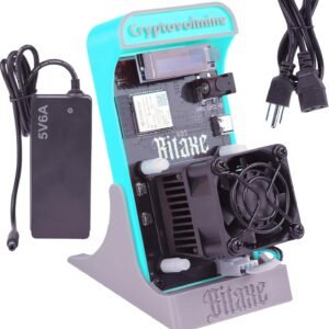 Bitaxe Gamma 601 Bitcoins Miner BM1370 Asic Chip 1.2TH/s Solo Miner 18W/TH Energy Efficiency 2.4G WiFi Home Use BTC Miner Low Noice Crypto Miner Include PSU with Open Source, Updated Softwarem,Blue