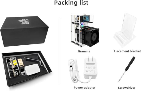 NerdMiner NMAxe Gamma Bitaxe 601 BTC Miner Chip Opensource Solo Bitcoin BM1370 ASIC Solo Lottery Miner 1.2TH/s with 1.14-inch Display Wi-Fi BLE Support USB-PD (Normal Fan US Plug) - Image 9
