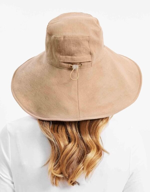 Solbari Women’s Ultra-Wide Cotton Linen Sun Hat UPF 50+, Packable, Adjustable with Ponytail Hole for Travel, Beach & Outdoors - Image 5