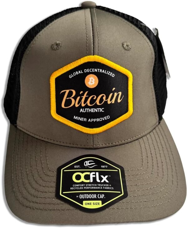 Bitcoin Adjustable Baseball Cap Green with Black Mesh Back with Sublimated Patch - Image 2