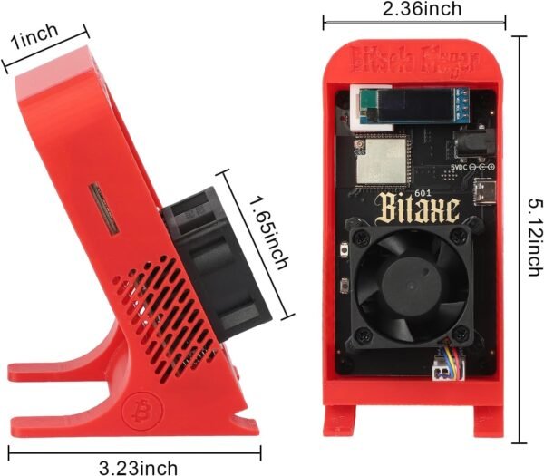 Bitaxe Gamma 601 Bitcoins Miner BM1370 Asic Chip 1.2TH/s Solo Miner 18W Energy Efficiency 2.4G WiFi Home Use BTC Miner Low Noice Crypto Miner Include PSU with Open Source，red - Image 2