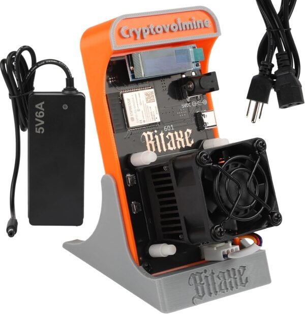 Bitaxe Gamma 601 Bitcoins Miner BM1370 Asic Chip 1.2TH/s Solo Miner 18W/TH Energy Efficiency 2.4G WiFi Home Use BTC Miner Low Noice Crypto Miner Include PSU with Open Source, Updated Software,Orange