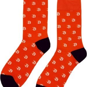 Men’s Bitcoin Socks – Crypto BTC Novelty Crew Socks, Funny Cotton Sock for Men, Cryptocurrency Gift Idea
