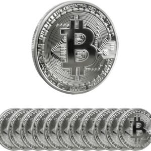 Collector’s Edition Bitcoin Coin – Premium Commemorative Crypto Token with Protective Acrylic Display Case – Ideal Gift for Bitcoin Fans, Crypto Collectors & Enthusiasts (Silver- 12 PCS)