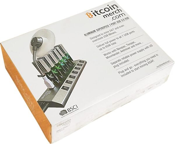 Powered 7-Port USB 3.0 Hub, Upgraded 65W Compatible with Newpac, Twopac, Moonlander, Antminer US Plug - USB Miner NOT Included - Image 3