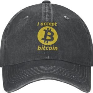 I Accept Bitcoin Vintage Washed Denim Baseball Cap Adjustable Dad Hats Gift for Men Women