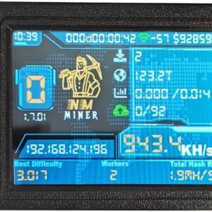 NerdMiner V2 MAX Solo Bitcoin Miner – 930KH/s Hash Rate, 1.5W Power, 3.125 BTC Win3, Compact 2.4G WiFi & Wired Connection, High-Efficiency Cryptocurrency Miner for Bitcoin Enthusiasts（Black
