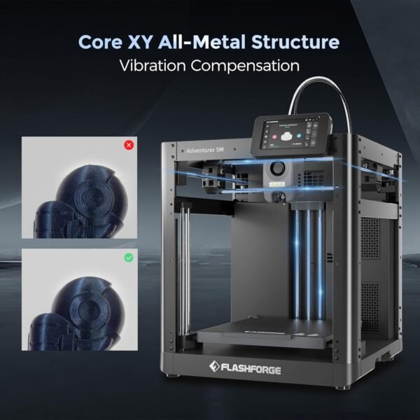 FLASHFORGE Adventurer 5M 3D Printer with Fully Auto Leveling, Max 600mm/s High Speed Printing, 280°C Direct Extruder with 3S Detachable Nozzle, CoreXY All Metal Structure, Print Size 220x220x220mm - Image 8
