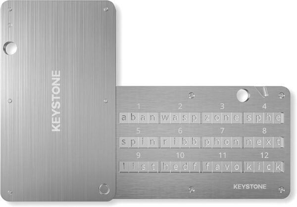 KEYSTONE Crypto Seed Storage, Crypto Steel Capsule Metal Wallet, Cold Storage Backup, 24 Words Bitcoin Key Phrase Storage, Steel Plate, Compatible with Ledger, Trezor, KeepKey (Keystone Tablet)