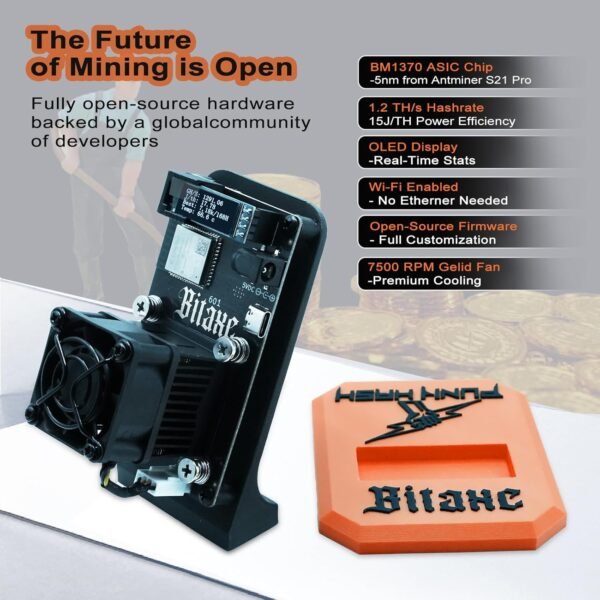 Bitaxe Gamma 601 Bitcoins Miner 1.2TH/S Open-Source System BM1370 Asic Chip Lucky Miner 15W/TH BTC Machine Solo Miner Connection Crypto Currency Miner Home Use (Orange) - Image 2