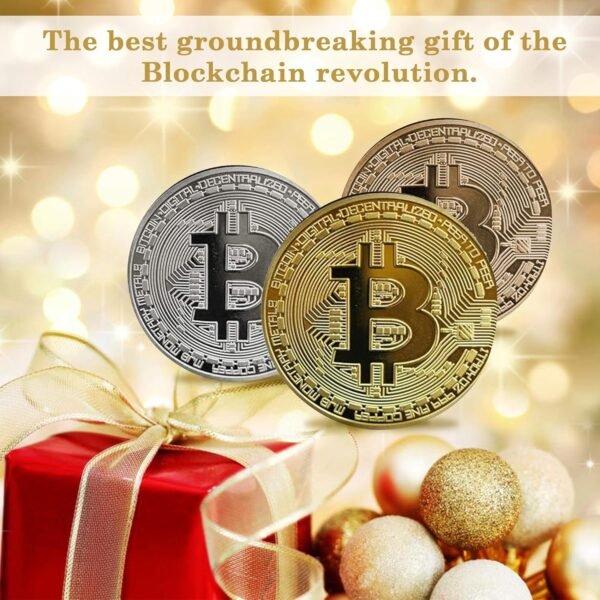 12Pcs Bitcoin Coin - Gold Physical Bitcoin Commemorative Tokens with Protective Case, Blockchain Cryptocurrency Collectibles for Home and Office Decoration(Gold) - Image 3