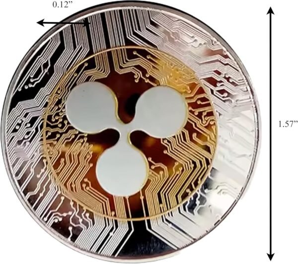 XRP Ripple Blockchain Crypto Gold on Silver Plated Coin Collector’s Medallion with Blockchain Circuit Design - Image 3