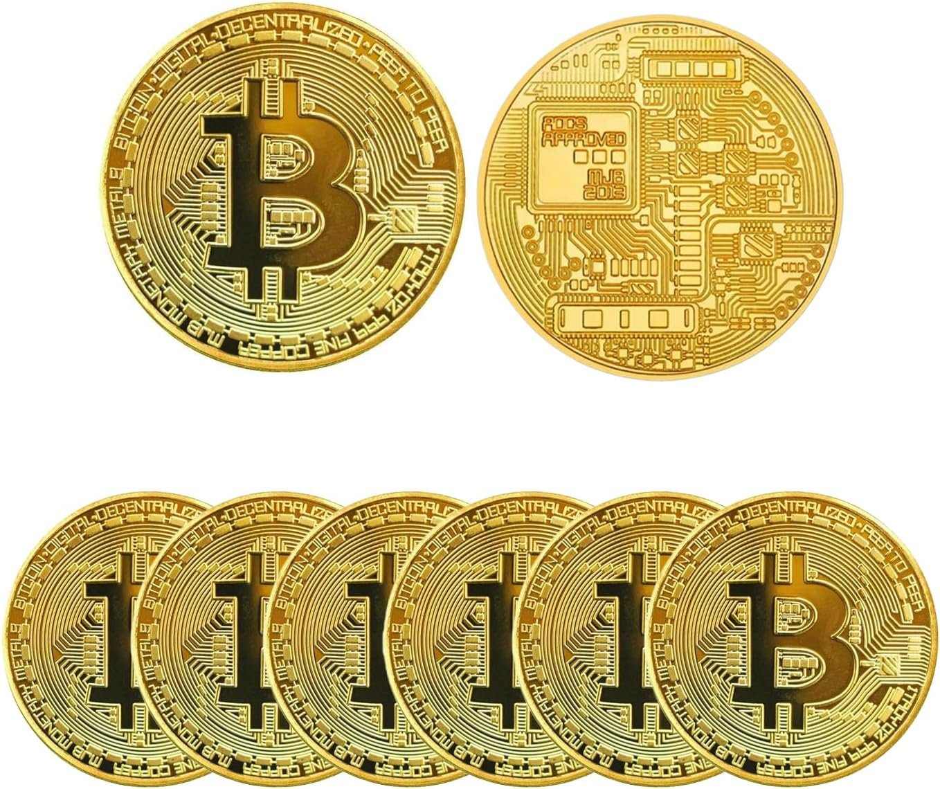 6Ps Gold Plated Bitcoin Coin – Physical Cryptocurrency Collectible with Protective Display Case, Premium Commemorative Souvenir for Crypto Enthusiasts and Gift Giving (Golden 1 6Ps Gold Plated Bitcoin Coin – Physical Cryptocurrency Collectible with Protective Display Case, Premium Commemorative Souvenir for Crypto Enthusiasts and Gift Giving (Golden
